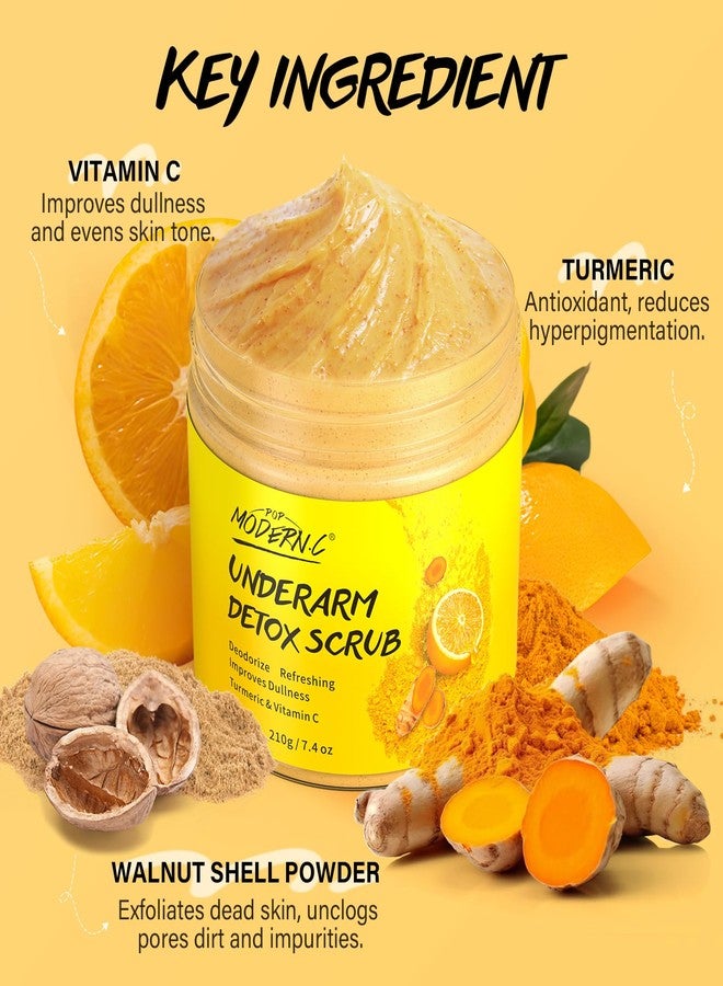 POP MODERN.C Underarm Detox Scrub with Turmeric Vitamin C Dark Spot Armpit Remover Body Deodorant Even Skin Tone Exfoliating Body Scrub for Women and Men Pigmentation Removal Exfoliator also for Whole Body - Image 3